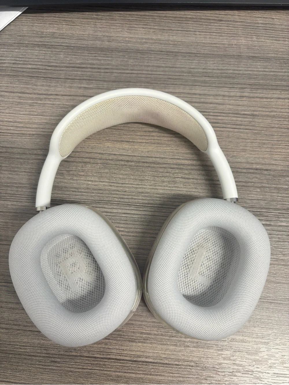 Apple White Over-Ear Headphones with Pink Heart Pattern